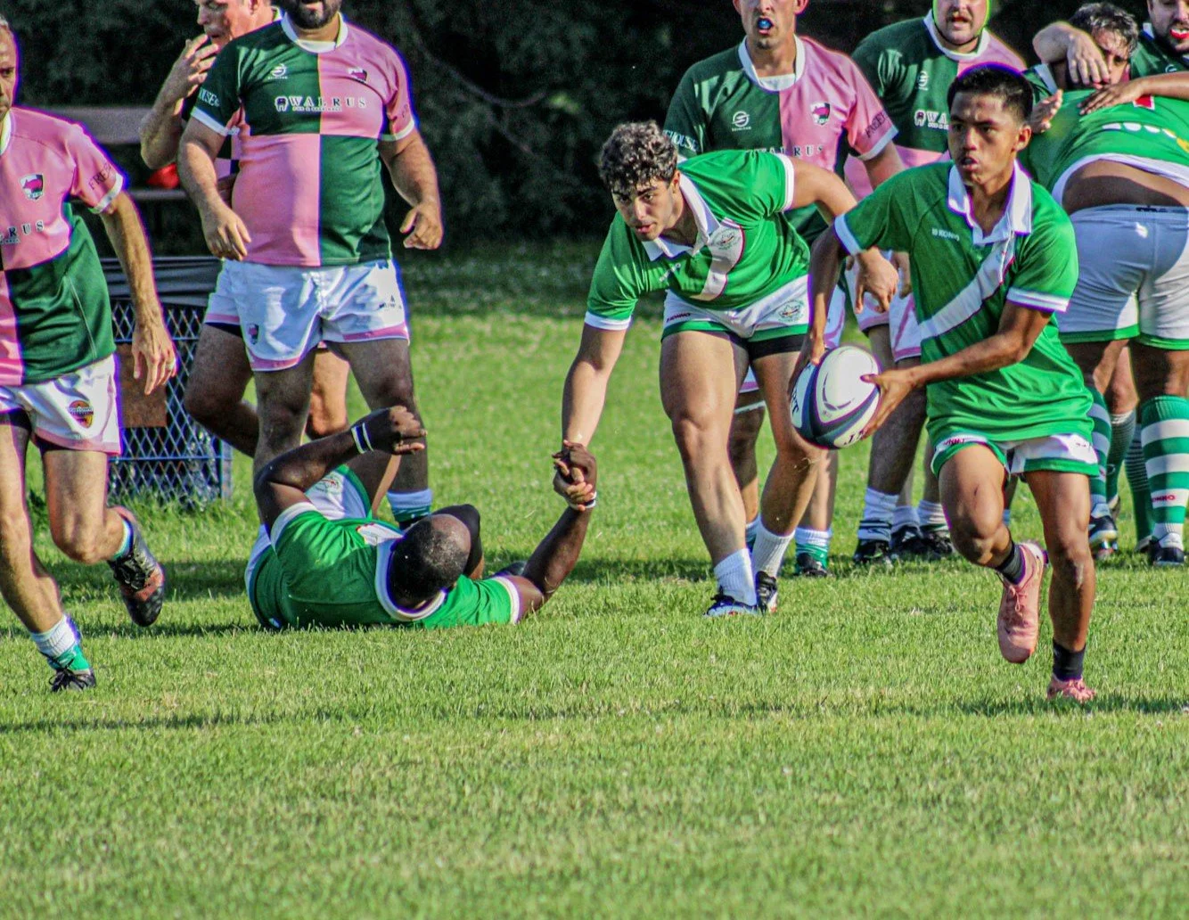 Armen pulls a teammate up while keeping his eye on another. Ball still in play. That's a Saracen.

Rugby knocks you down and what gets you back up is the person next to you who never stopped watching. Grateful to have a squad full of that kind of cha
