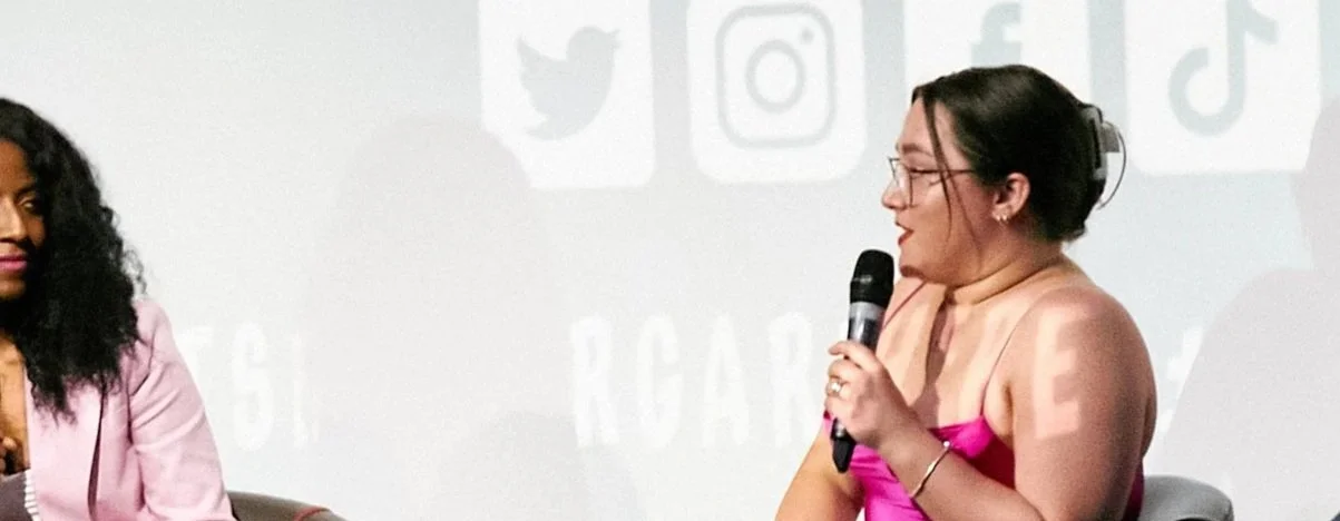 Kathryn being interviewed at a film screening