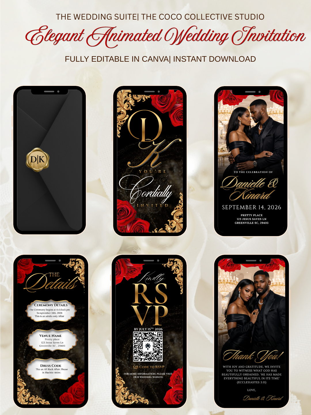 The Noir Edit — Animated Digital Wedding Invitation Template