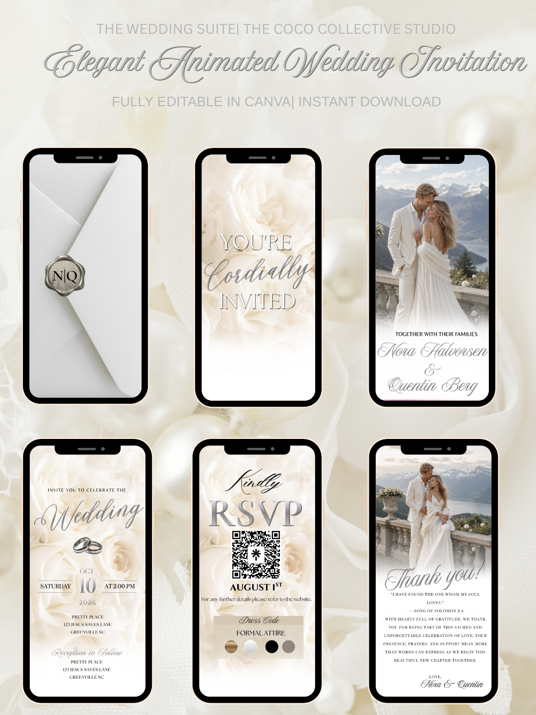 White Whisper Edit — A Soft & Delicate Cream Wedding Invitation Template