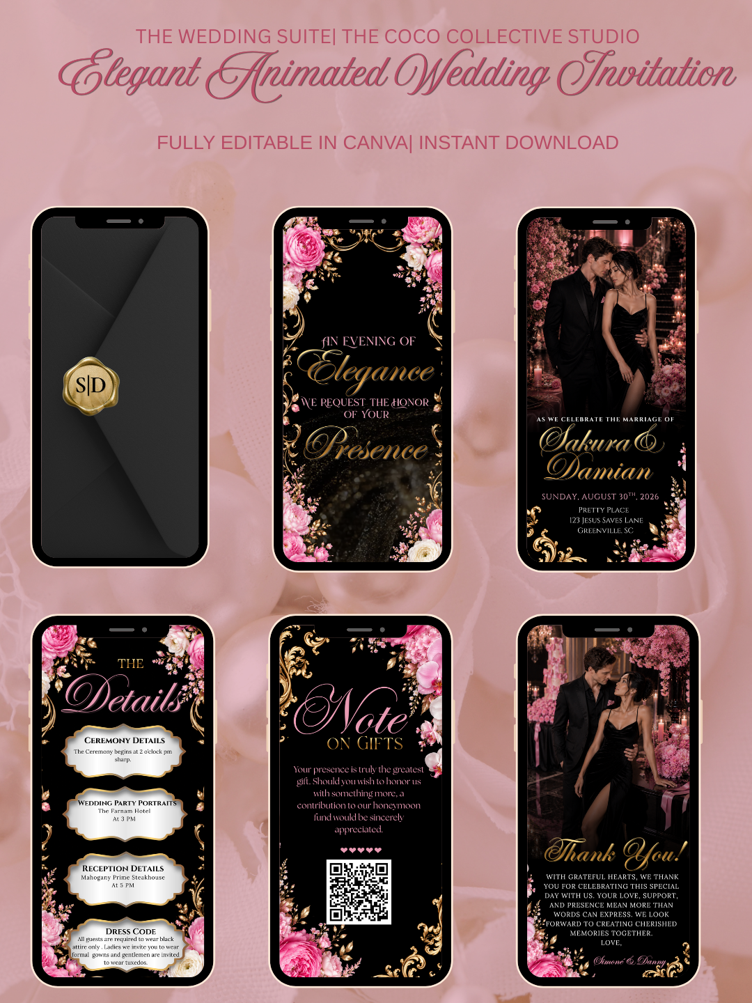 THE BLUSH BLOOM EDIT— A DRAMATIC PINK AND BLACK WEDDING INVITATION