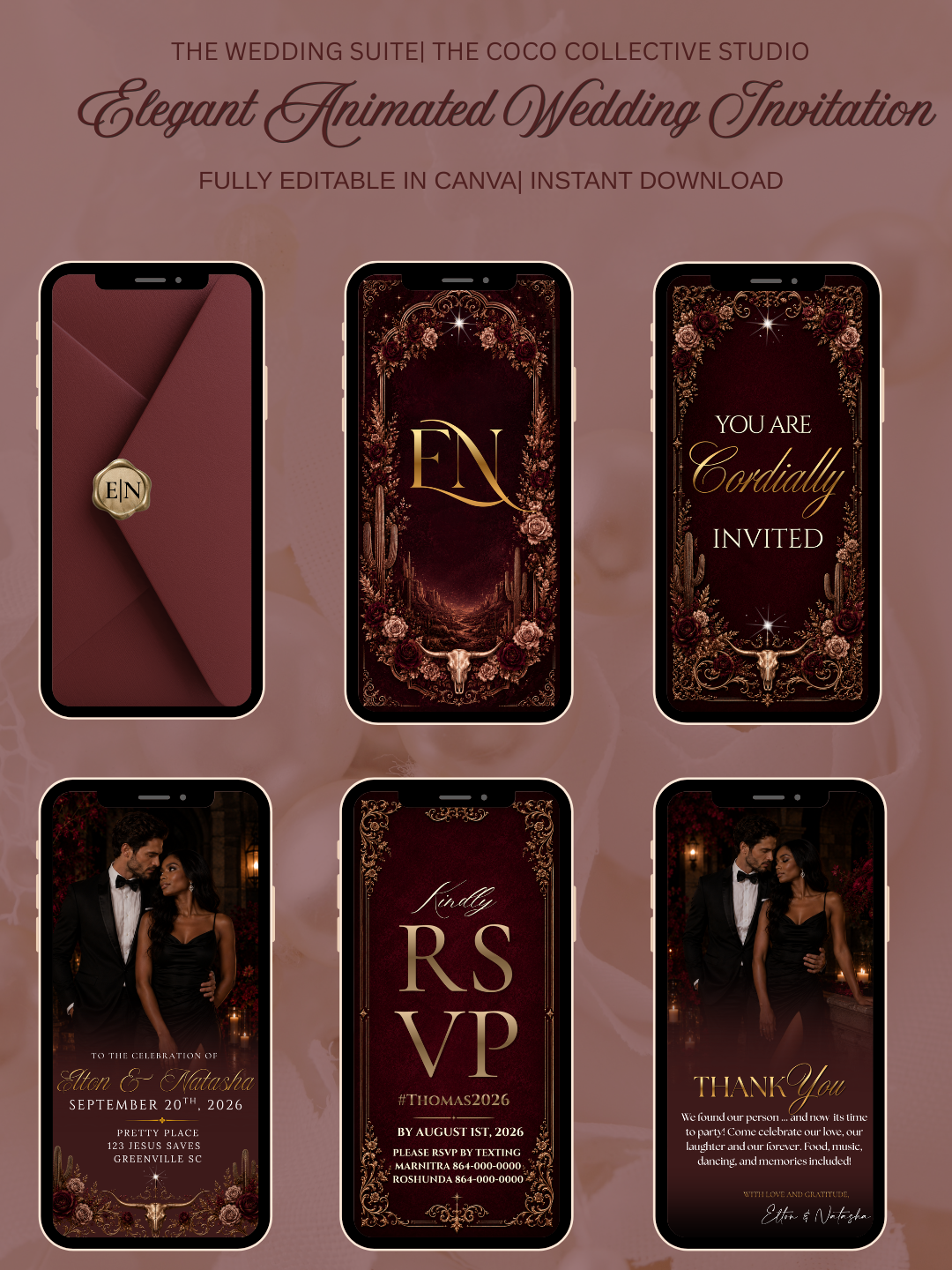 Burgundy Dusk Edit — A Dramatic Deep Maroon Wedding Invitation