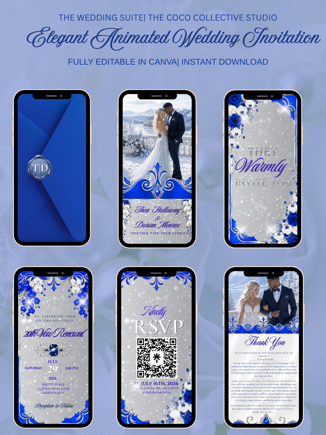 Arctic Blizzard Edit — A Frozen Snowy Blue  Wedding Invitation