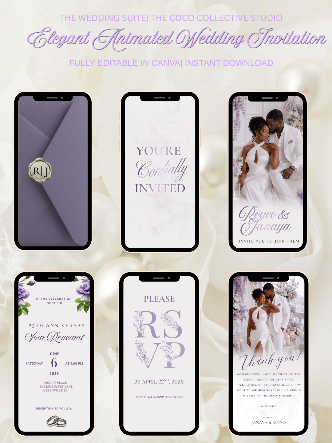 Pure Violet Edit — A Delicate White & Purple Wedding Invitation Template