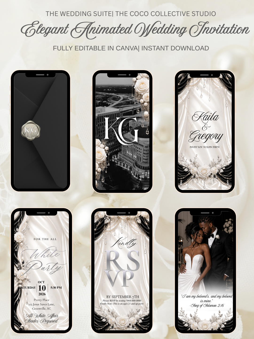 Mono Luxe Edit — An Elegant Monochromatic Wedding Invitation Template