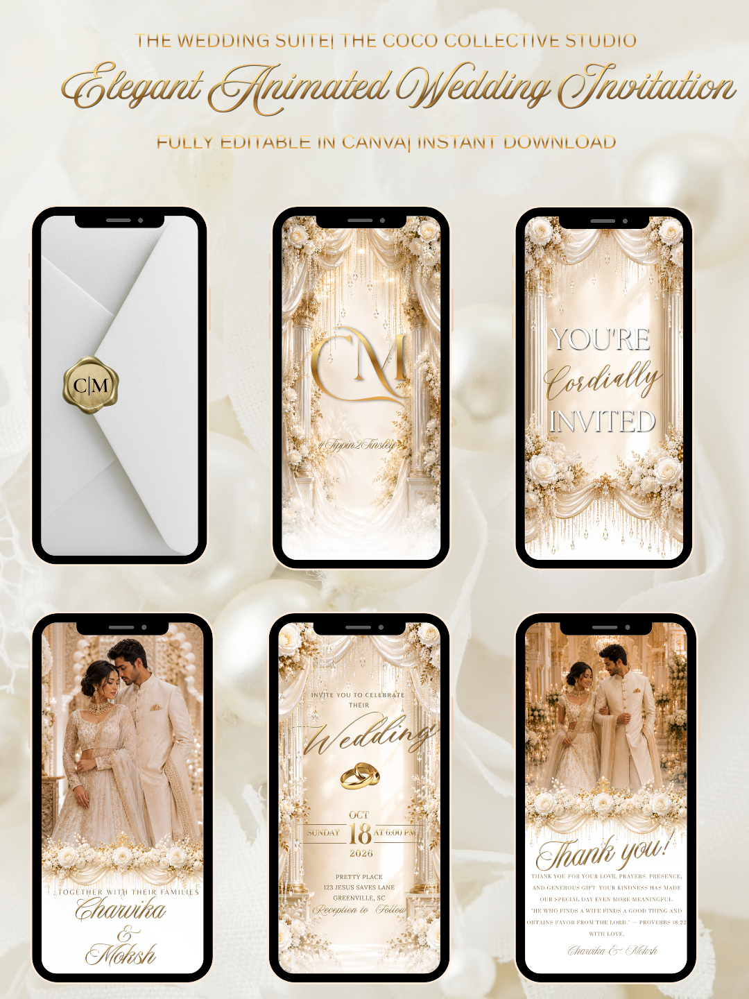 Golden White Edit — A Sophisticated Gold & White Wedding Invitation Template
