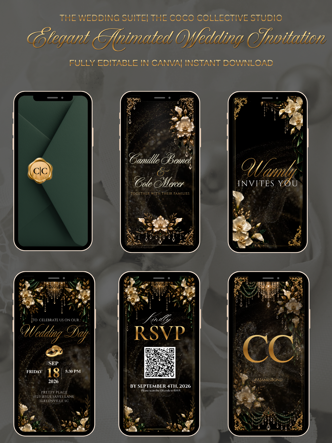 Obsidian Secret Edit — A Dark & Gilded Wedding Invitation Template