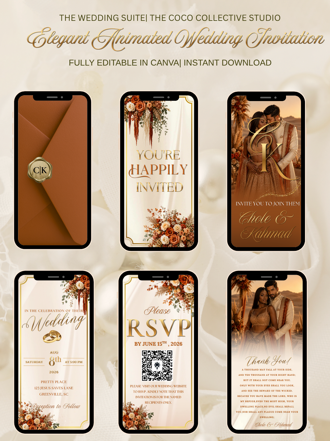 Embers of Ivory Edit — Terracotta & Burnt Cream Wedding Invitation