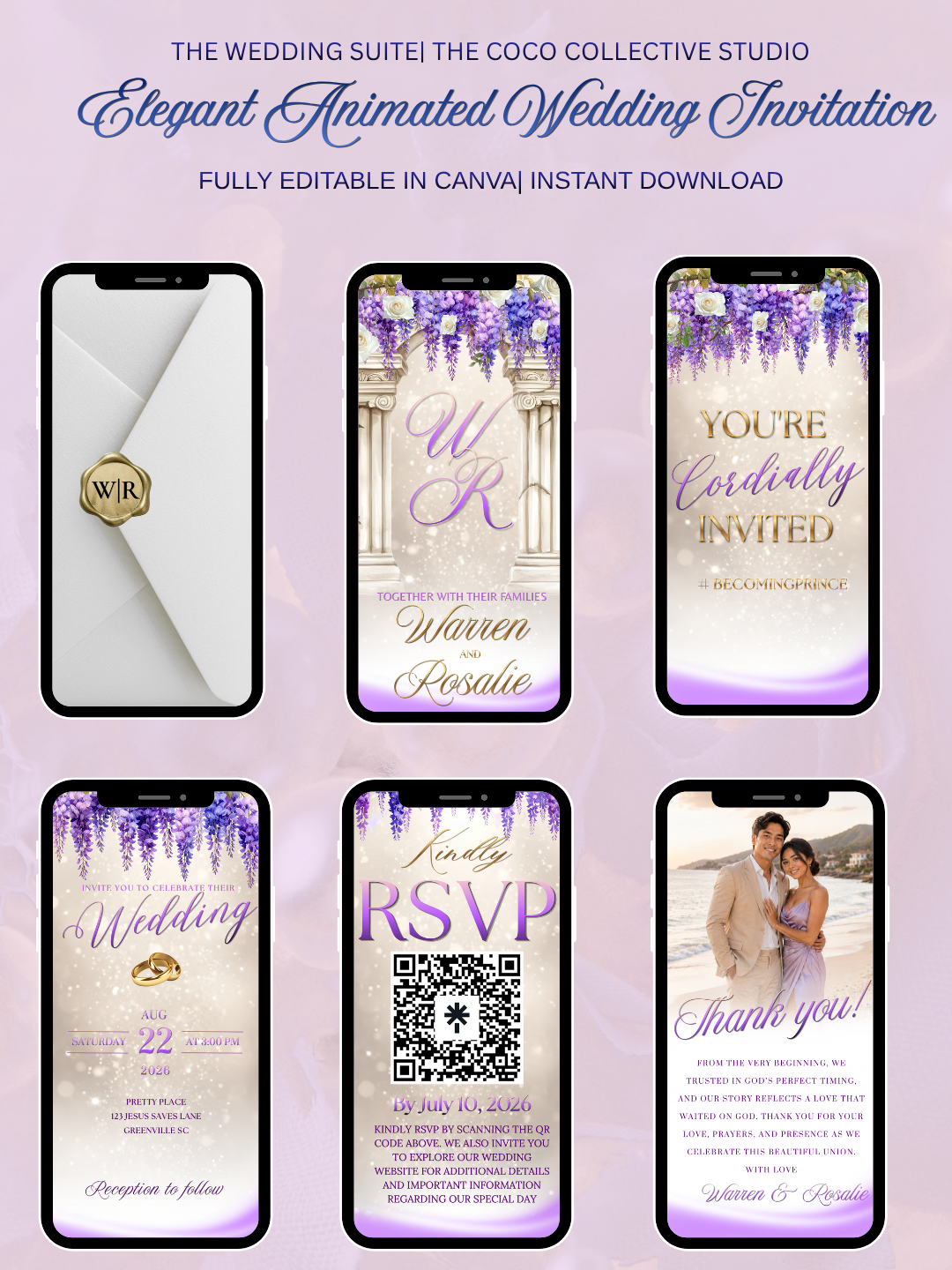 Blush Lavender Dreams — Elegant Pale Purple Wedding Invitation Template