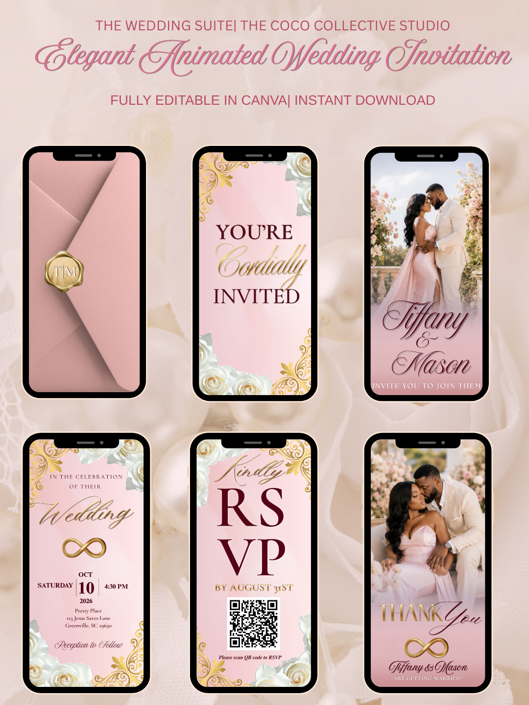 The Garnet Rose Edit — Editable Wedding Invitation Template