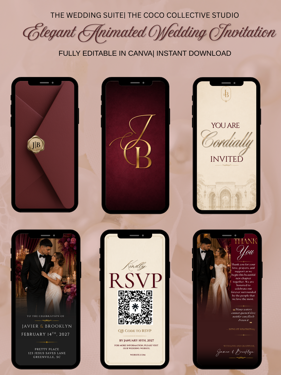 Regal Plum Edit — An Opulent Maroon, Purple & Cream Wedding Invitation Template