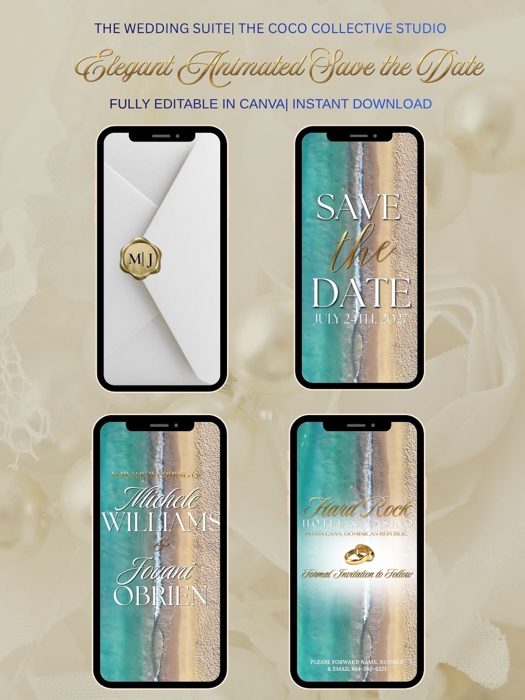 The Azure Tide Edit — Editable Destination Save the Date Template