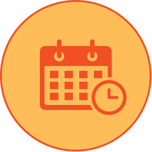 Icon of a calendar with a clock symbol.