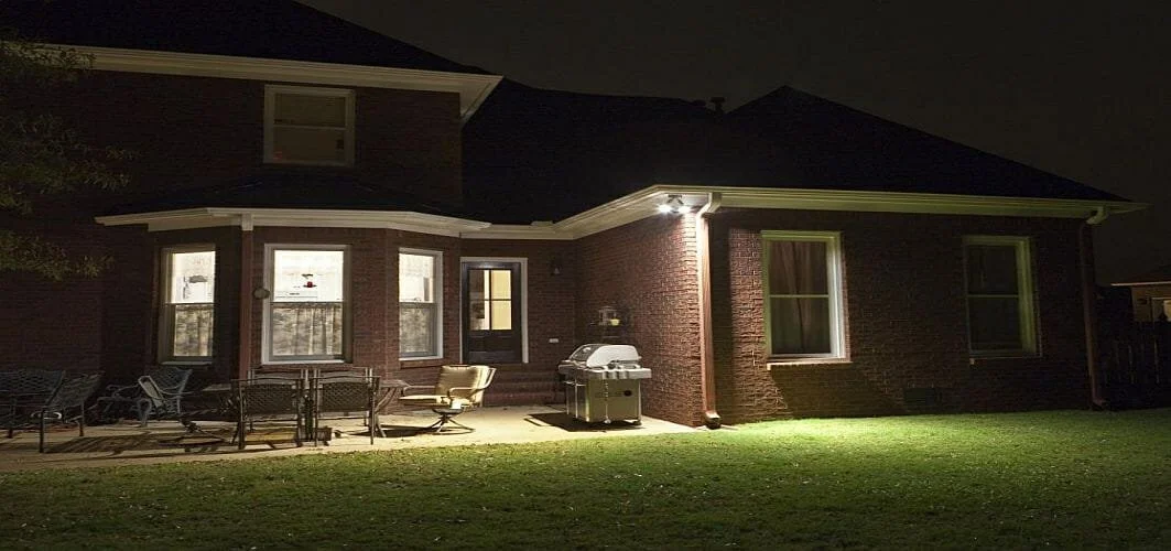Tatman Electric outdoor lighting installation on a residential home exterior at night Pittsburgh PA