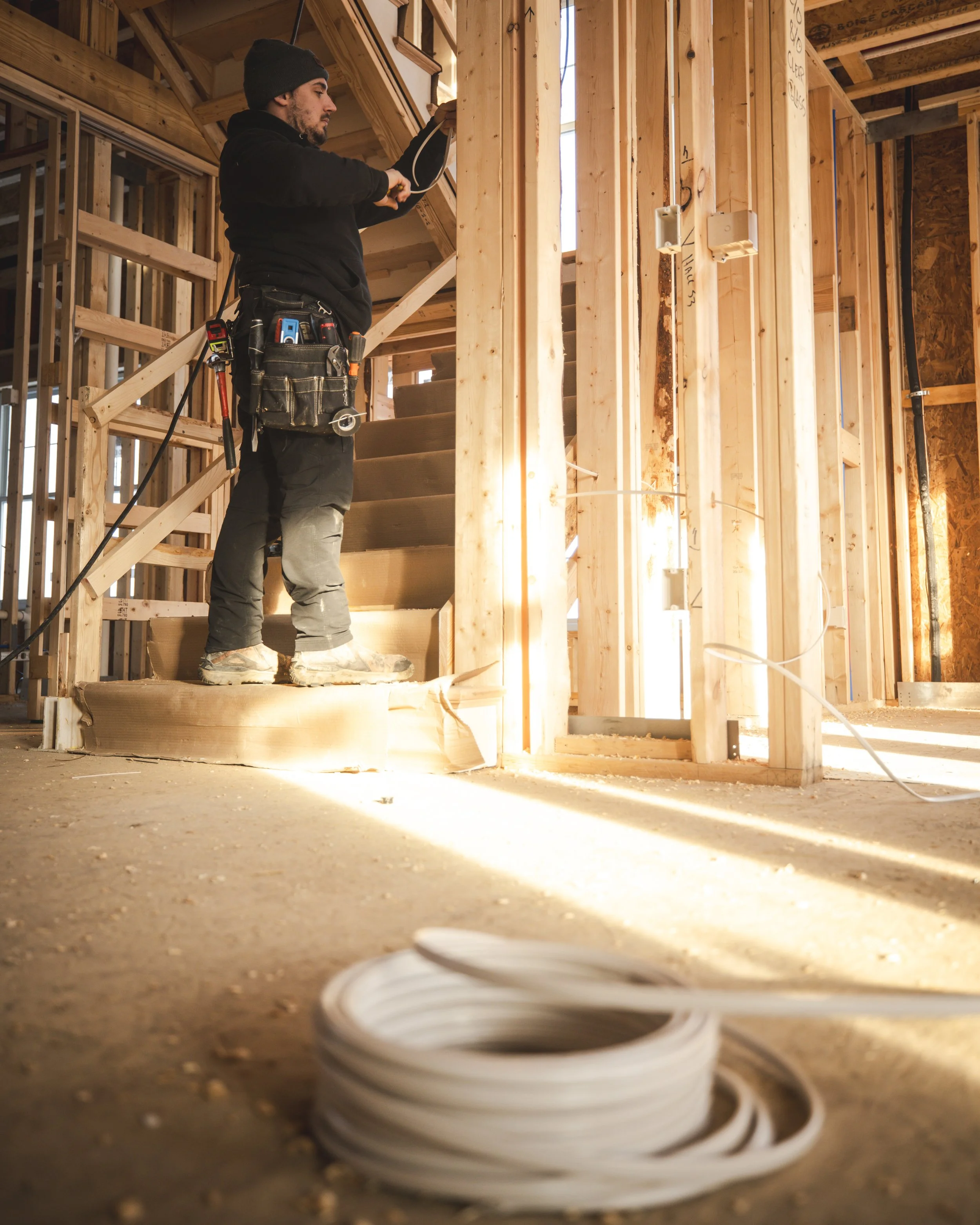 Tatman Electric licensed electrician running electrical wiring in new residential construction Pittsburgh PA