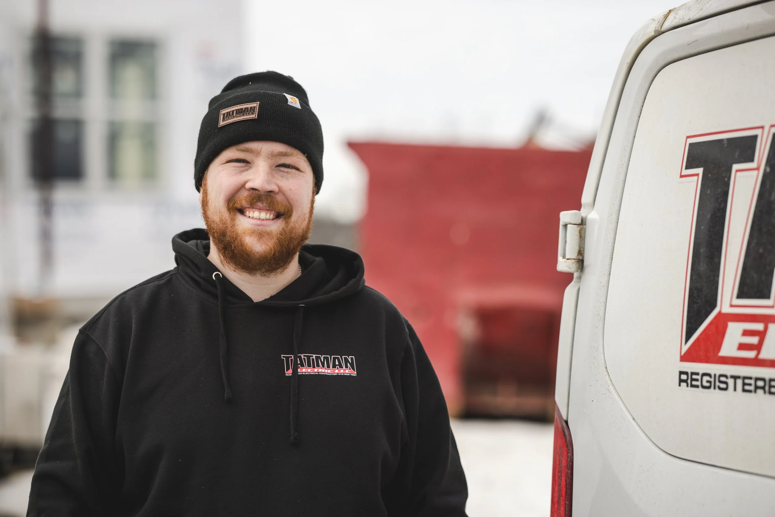 Vinny Tatman Electric foreman electrician Pittsburgh PA wearing Tatman hoodie