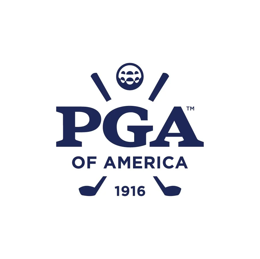 PGA of America logo with a golf ball and two golf clubs.
