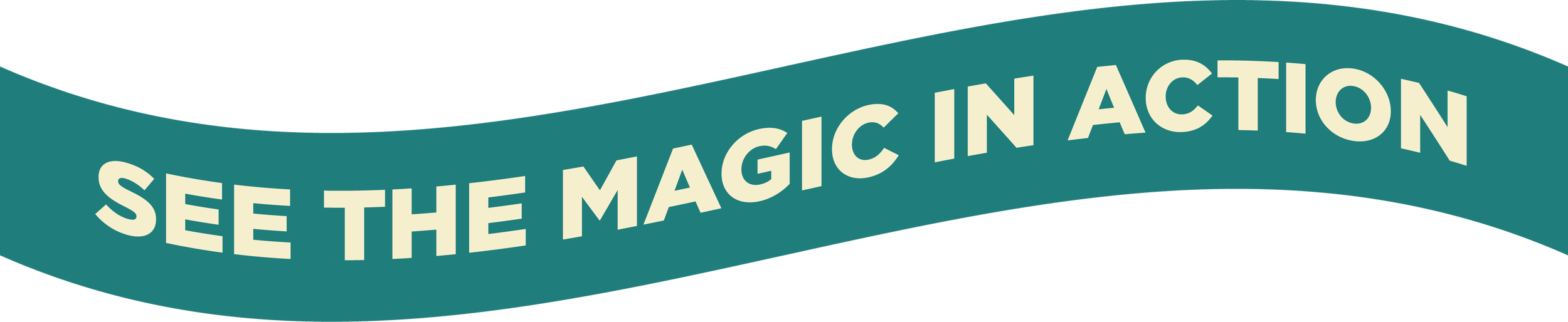 Text on a wavy background that reads 'See the Magic in Action'.