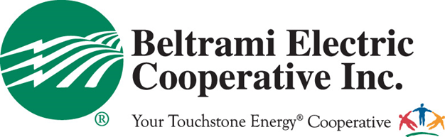 Logo of Beltrami Electric Cooperative Inc., with the tagline 'Your Touchstone Energy Cooperative' and an icon of three stylized human figures in different colors holding hands.