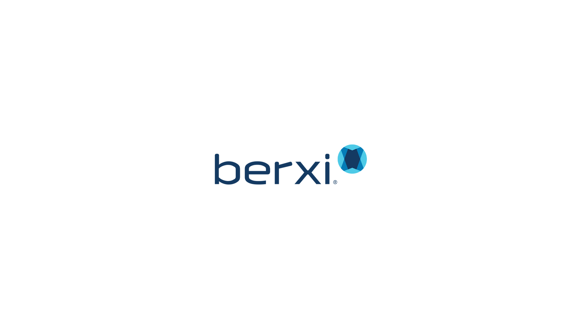 Logos of Berxi and a blue gemstone icon on a white background