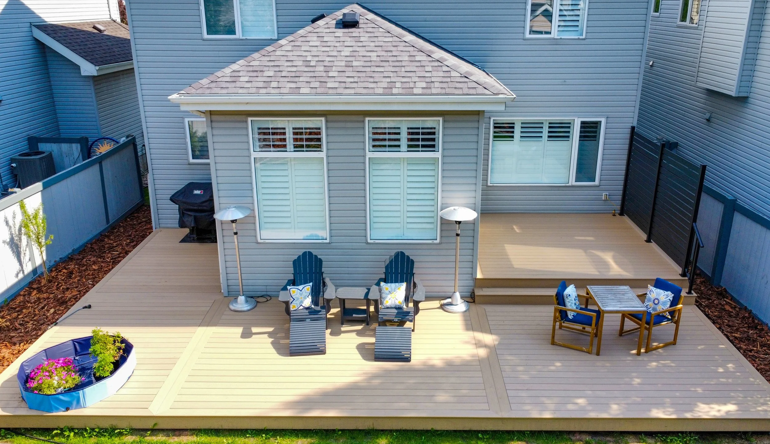 Composite deck, two-tier deck