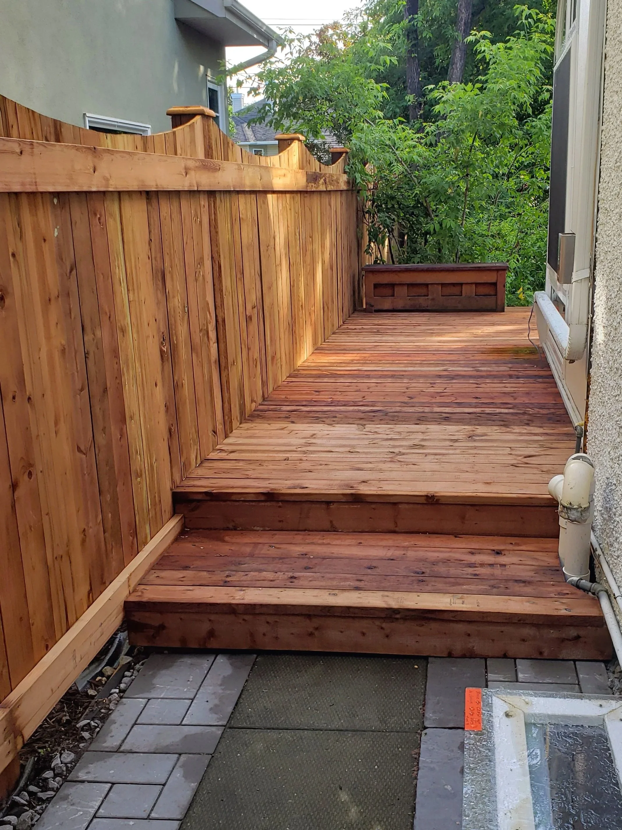 Wooden deck, preassure treated lumber, wood decking