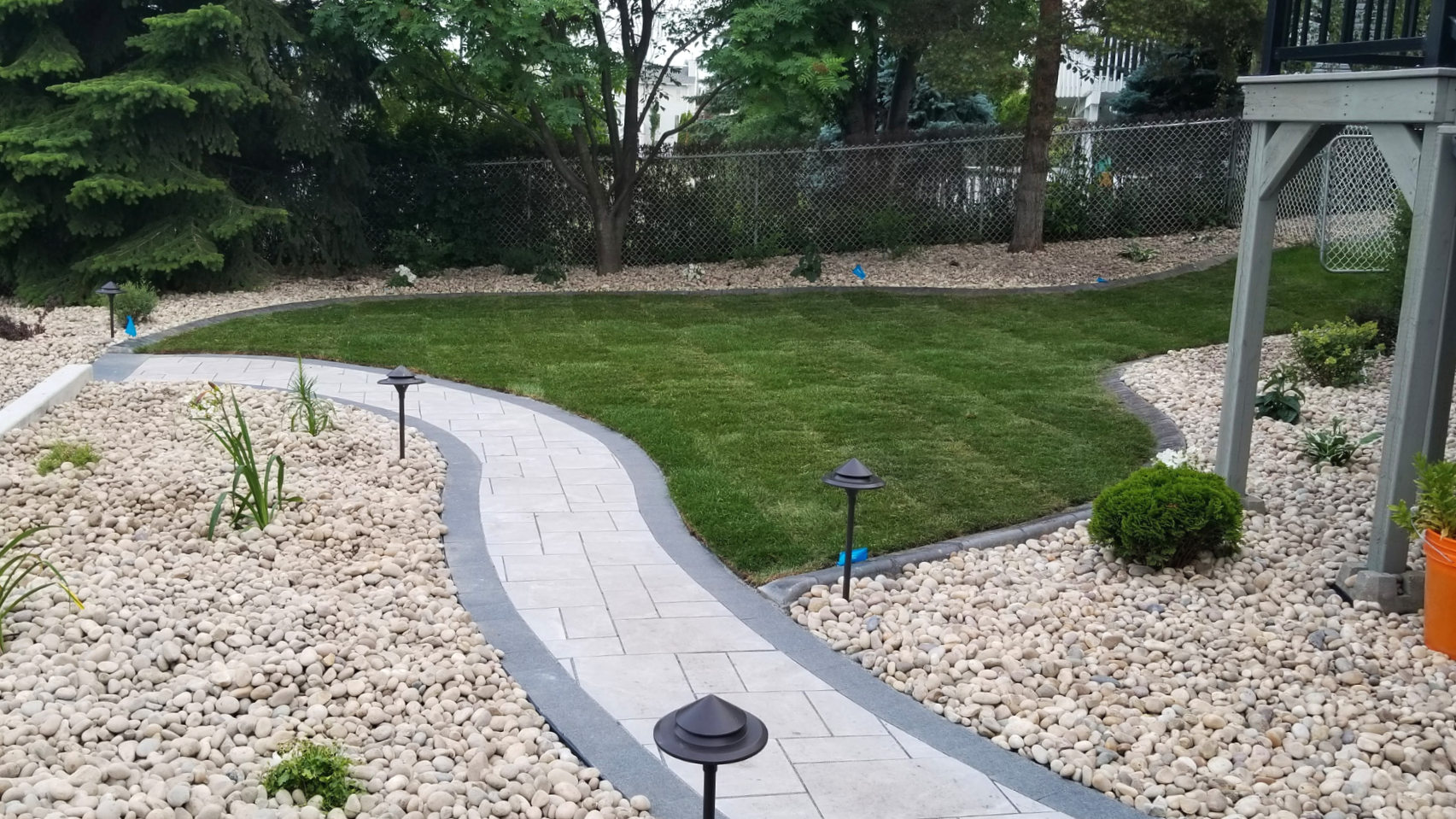 Landscaping, SOD, paving stones, pavers, walkway, patio