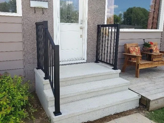 Concrete stairs, concrete porch, aluminum railing