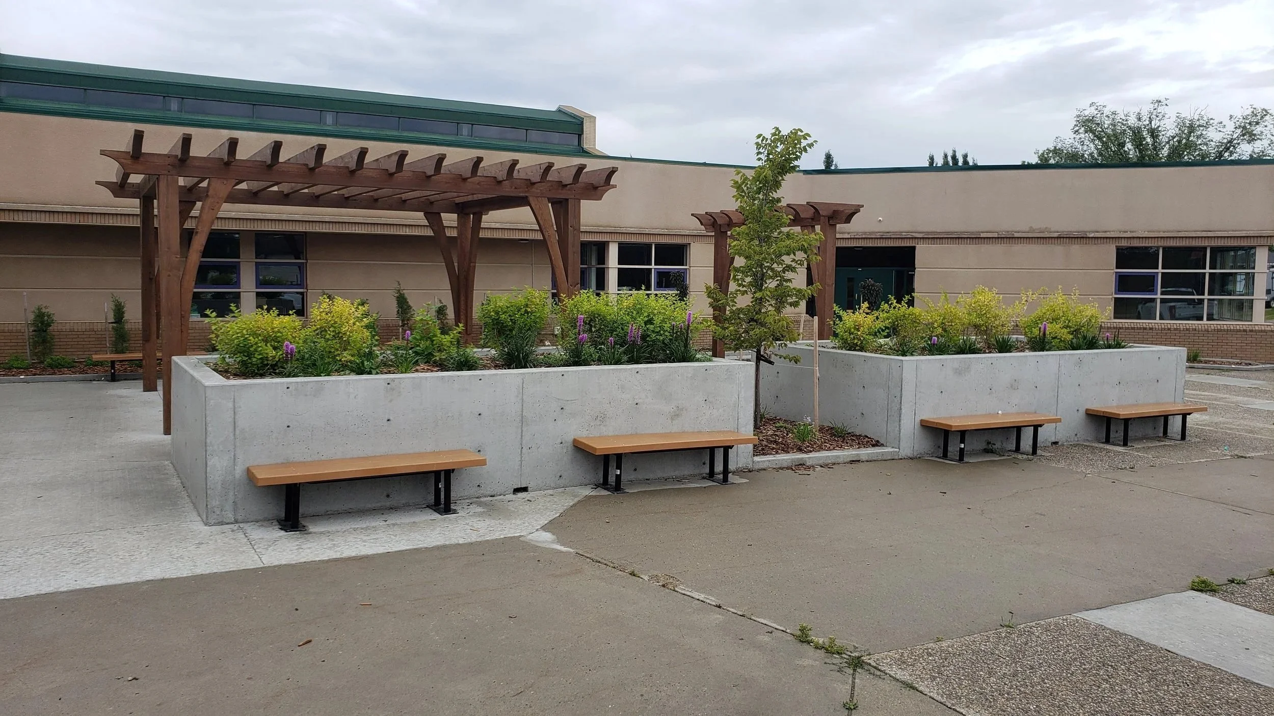 Custom concrete flower beds.