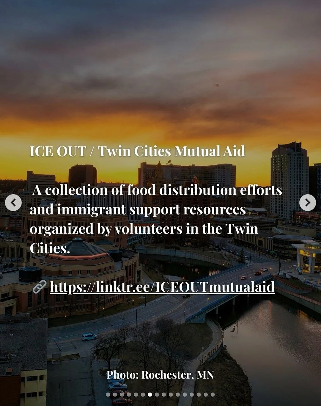  Alt Text: ICE OUT / Twin Cities Mutual Aid, a collection of food distribution efforst and immigrant support resouces organized by volunteers in the Twin Cities.