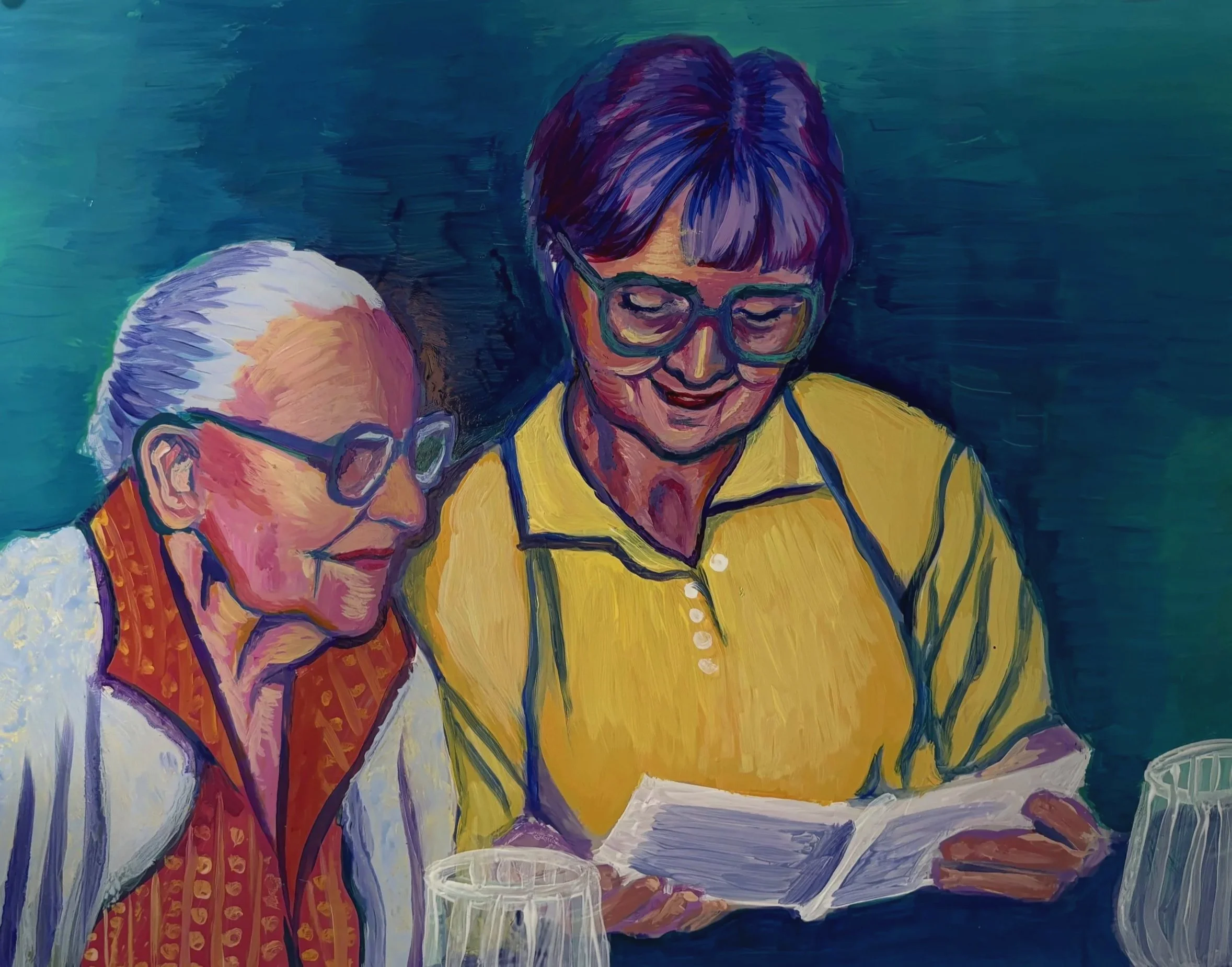 Two Omas / 11 x 14 in / acrylic on duralar