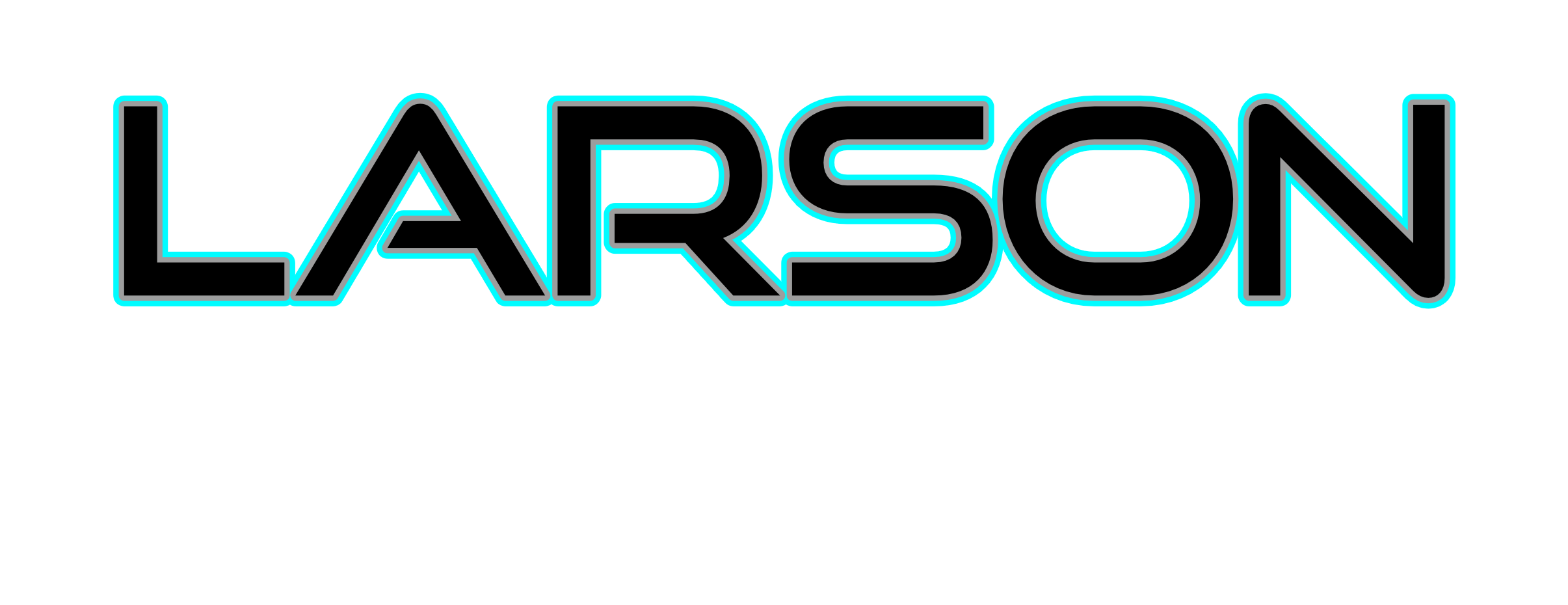 Larson Media logo with neon outline font