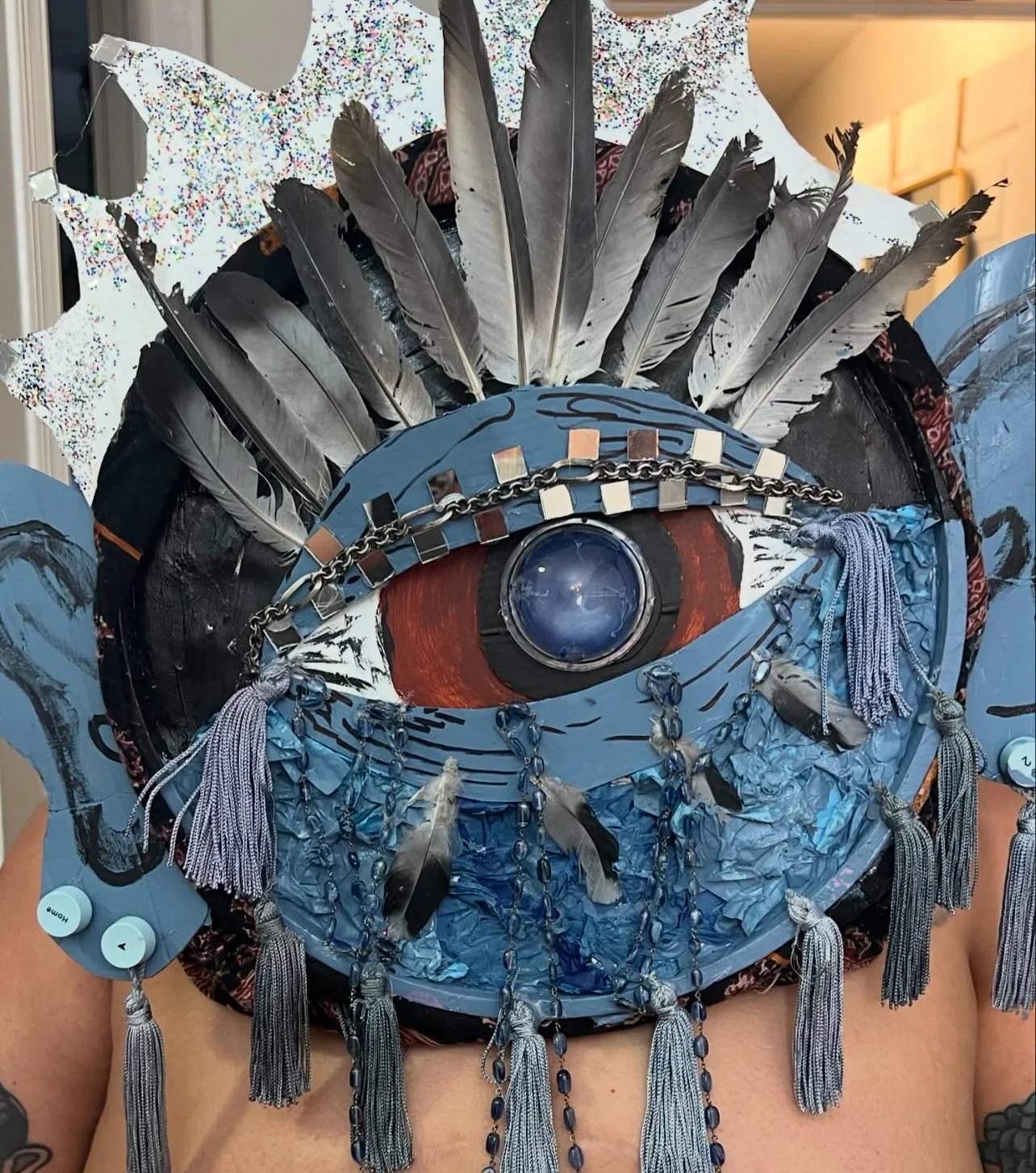 Cardboard/Mixed media cyclops mask I made