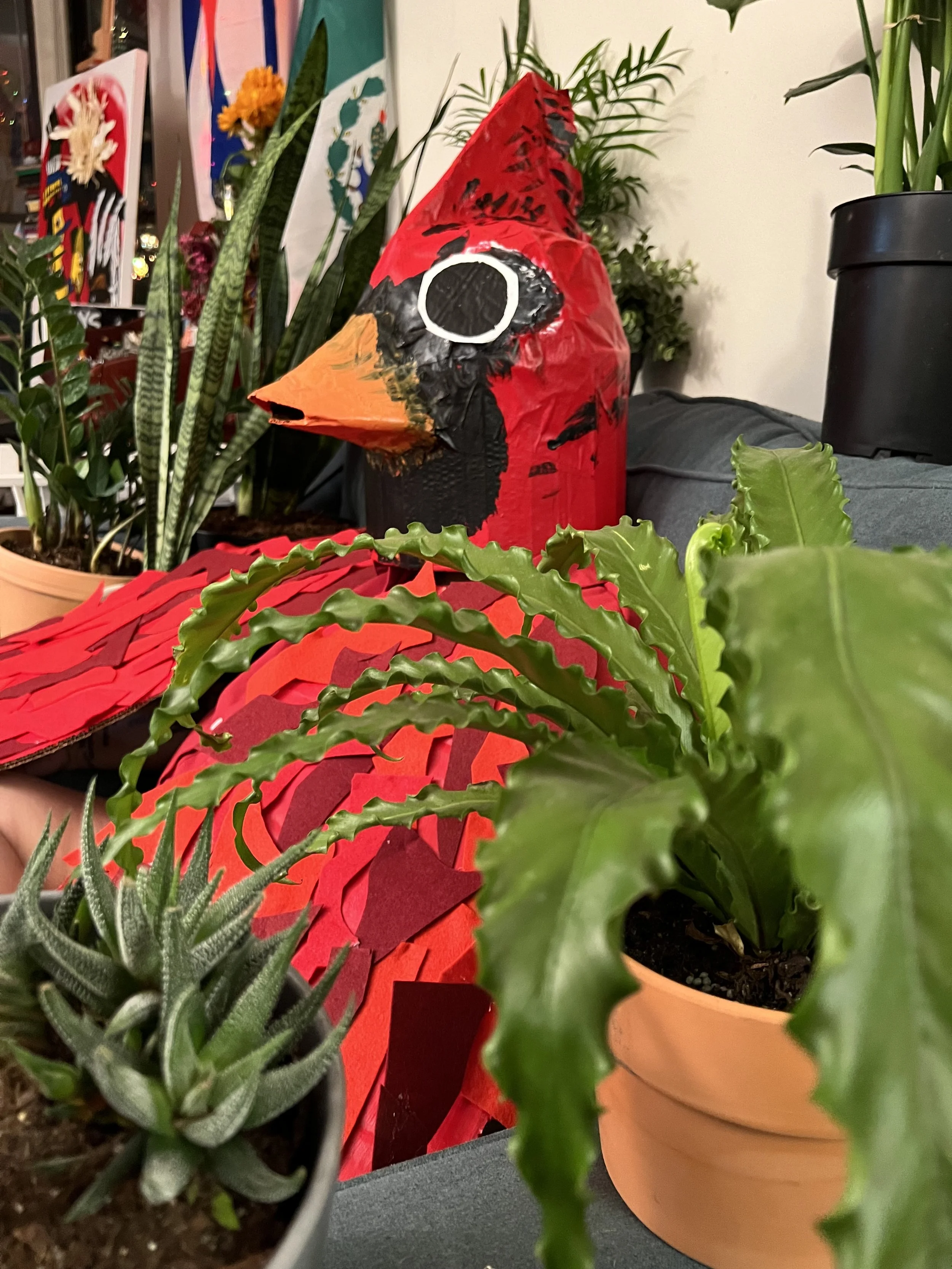 Paper Mache painted cardinal mask I made! 