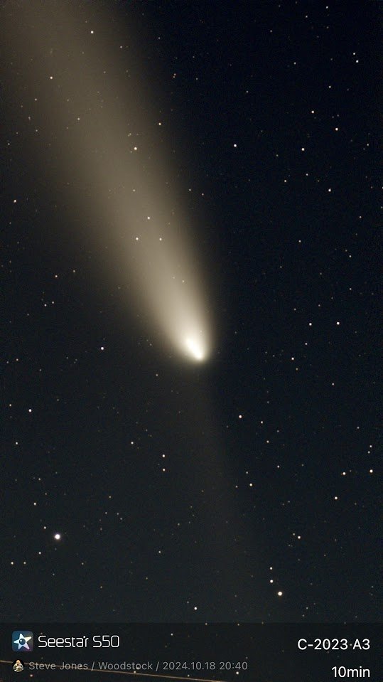 Comet C-2023 A3
Taken with my Seestar S50.  I love the obvious anti-tail that is visible here!