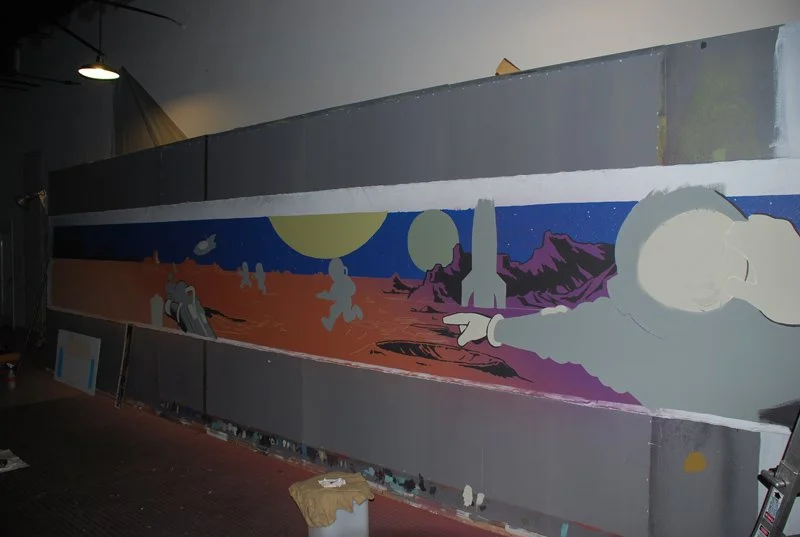 Asheville Brewing planet mural in progress.jpg