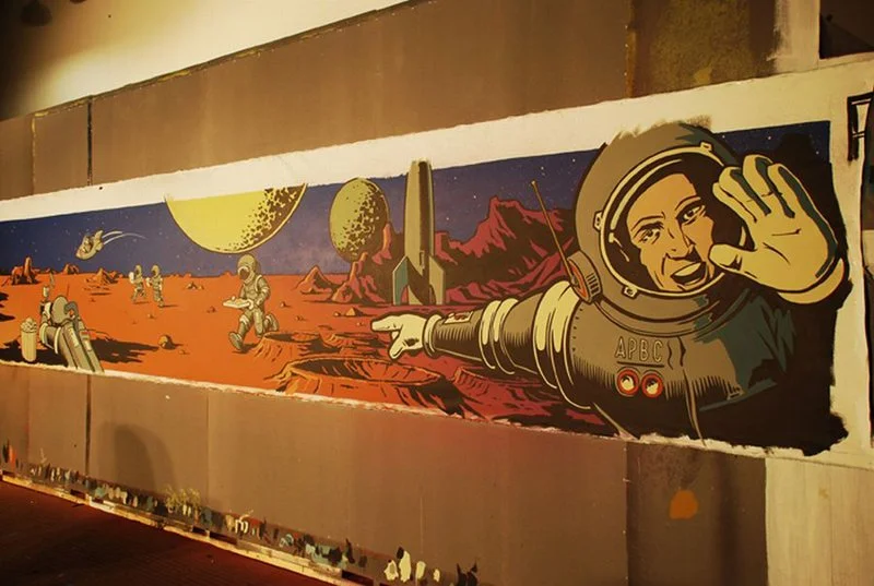 Asheville Brewing planet mural studio.jpg