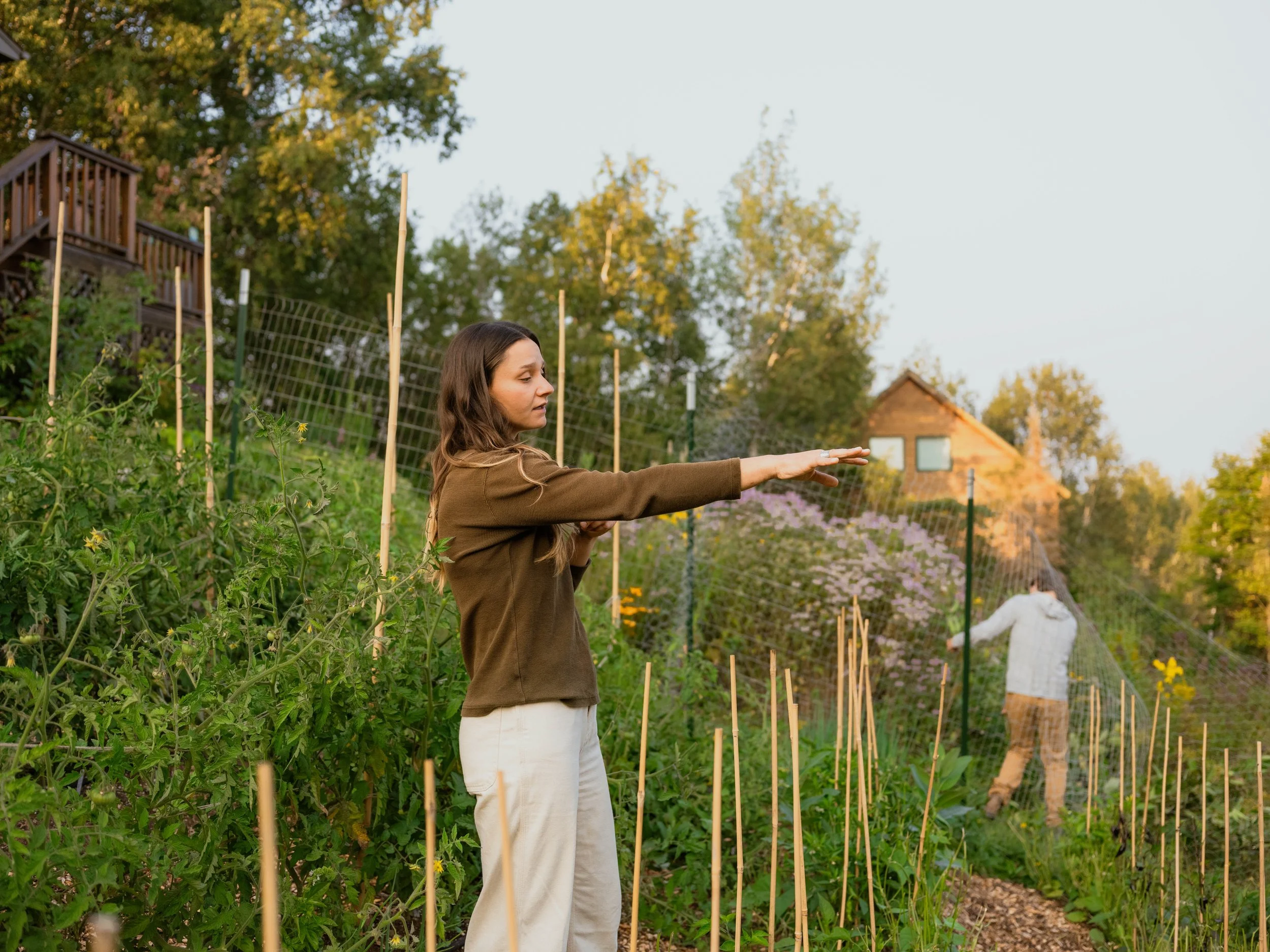 Two Harbors MN gardener giving a garden tour
