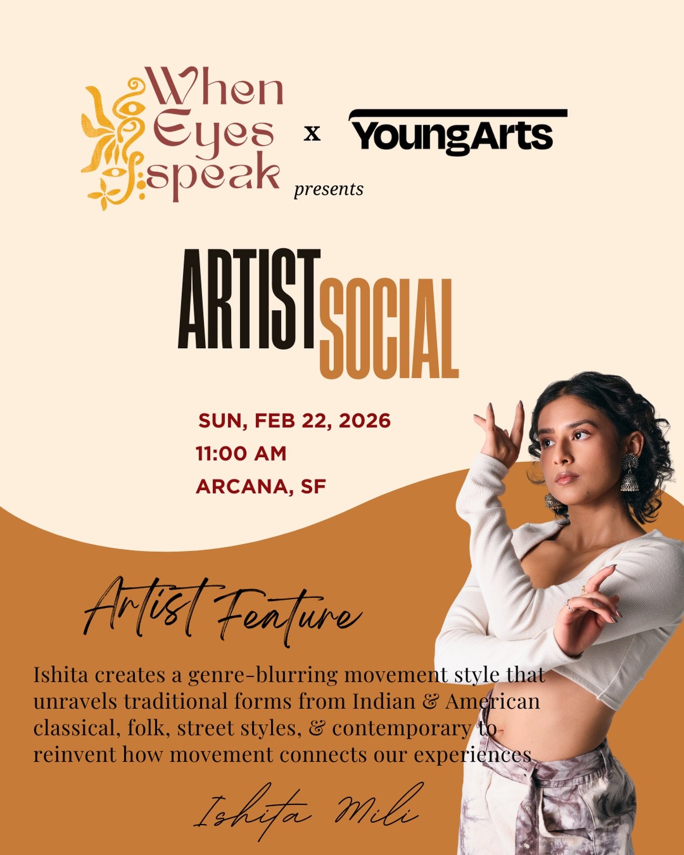 ✨ Artist Social | Guest Dance Artist Spotlight ✨
@ishitamili 

We&rsquo;re honored to welcome Ishita Mili, a Bengali-American director, choreographer, and educator whose work bridges cultures and challenges convention through movement.

As the founde