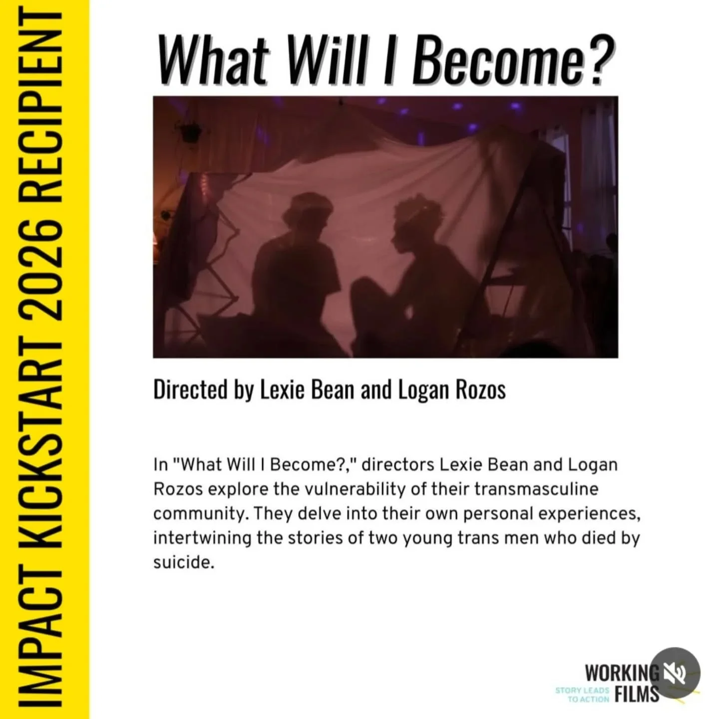 Very thankful to be Working Films&rsquo; Impact Kickstart 2026 cohort. Working Films resources underrepresented documentary filmmakers to develop and implement impact campaigns that meaningfully engage audiences, partners, and supporters. This is bea