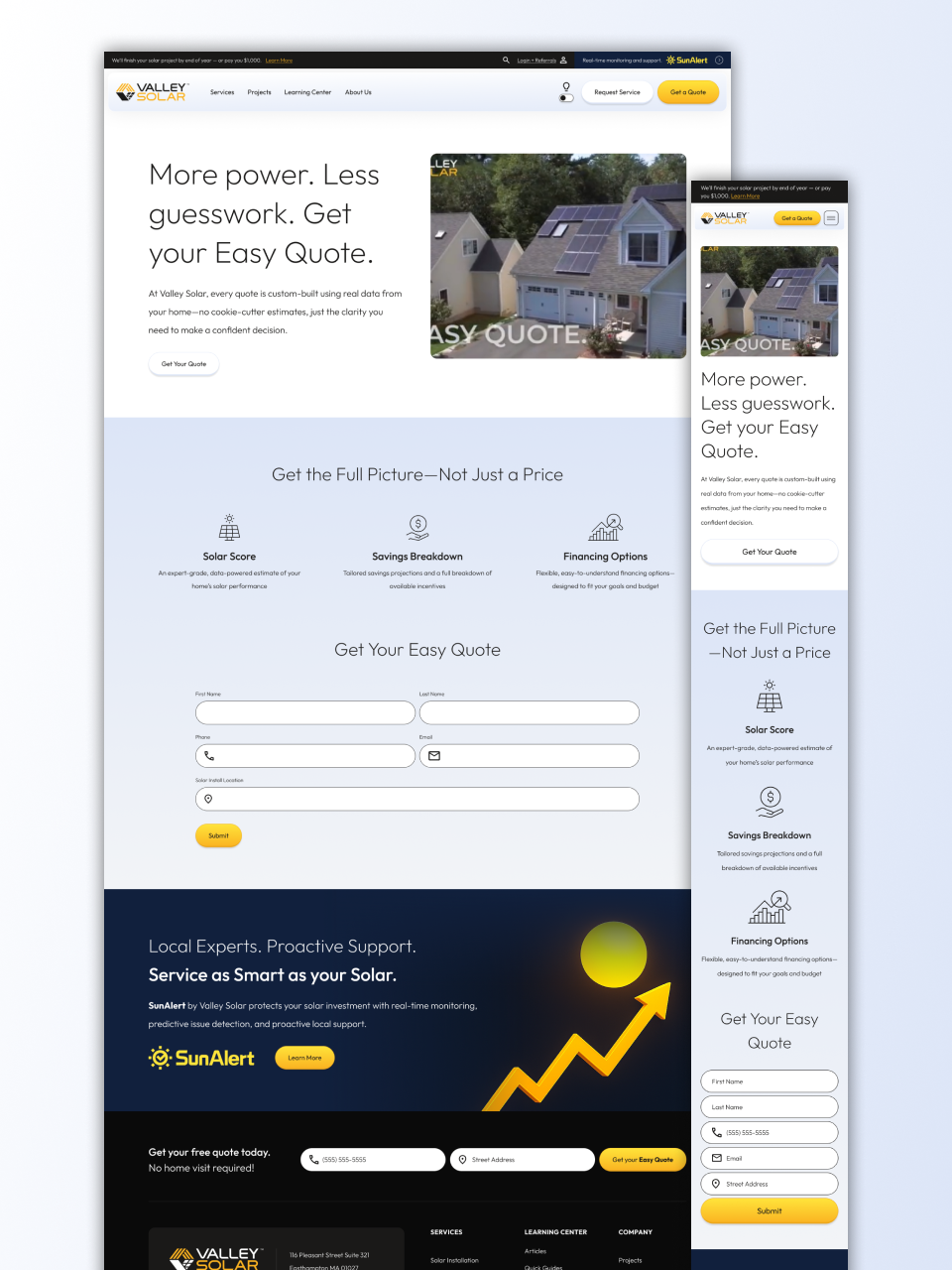 image of valley solar quote page light mode