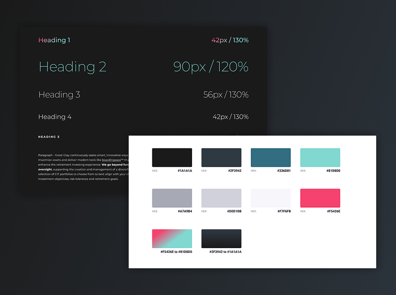 images of great gray trust design system colors and typographic scale