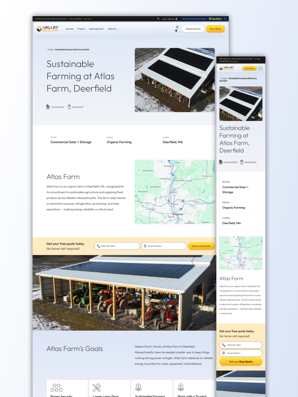 image of valley solar project page light mode