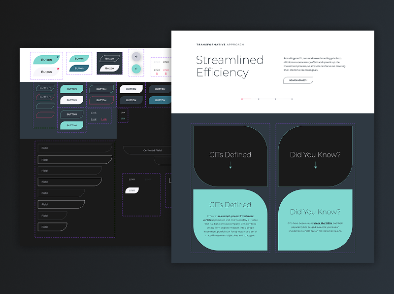 image of great gray trust design system links, buttons, and complex elements