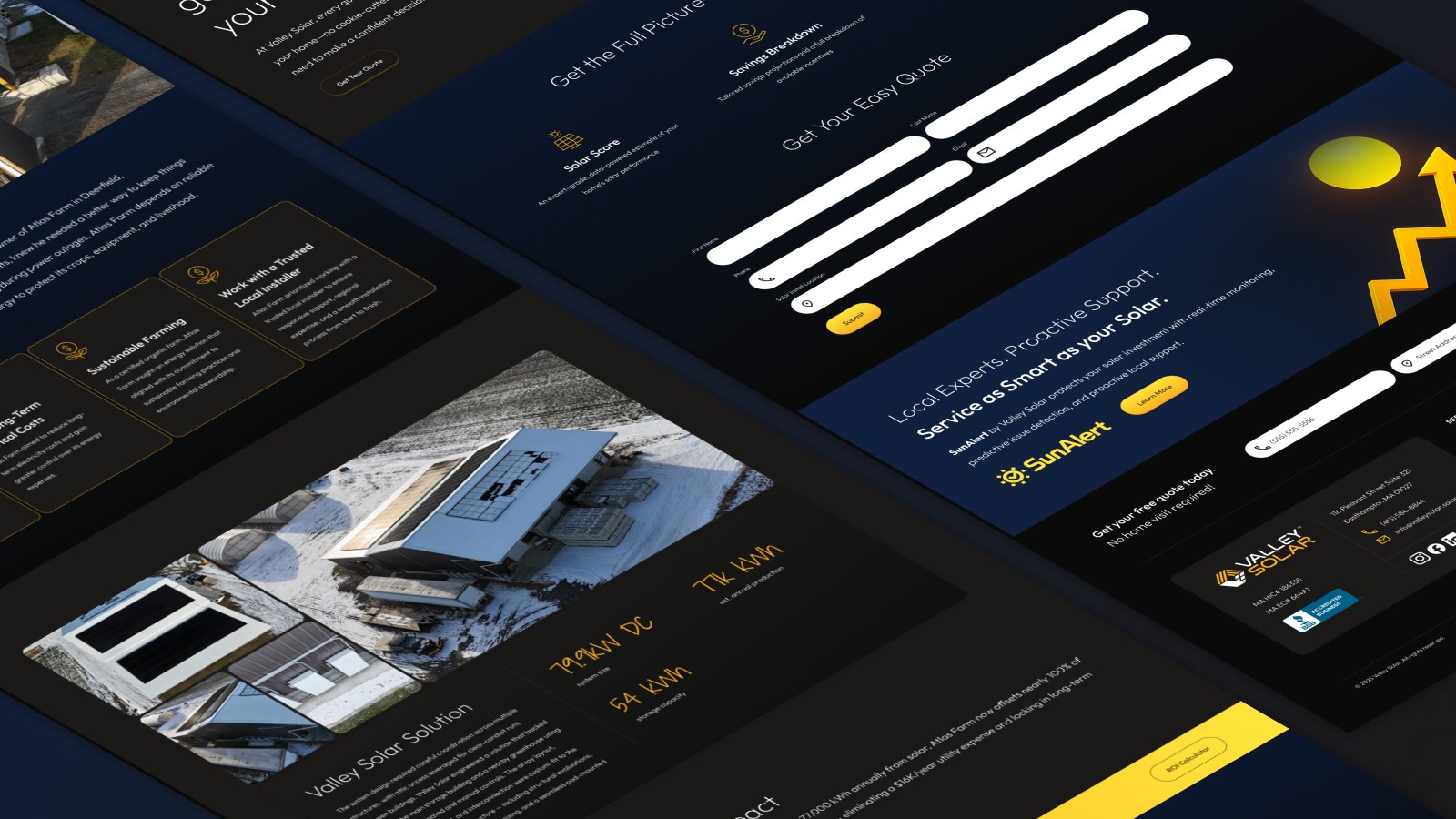 isometric image of interior pages of valley solar website