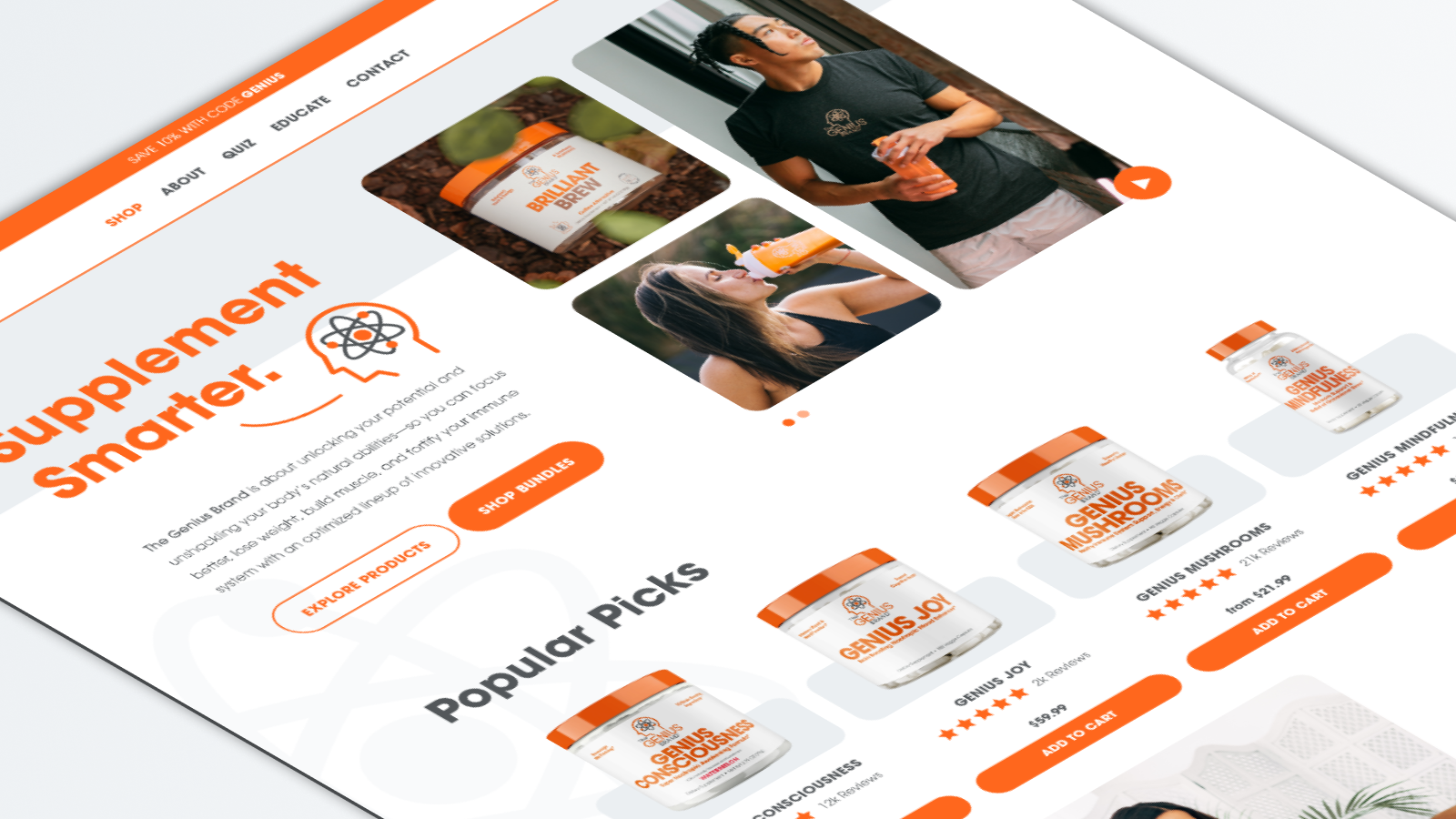 isometric view of The Genius Brand website homepage