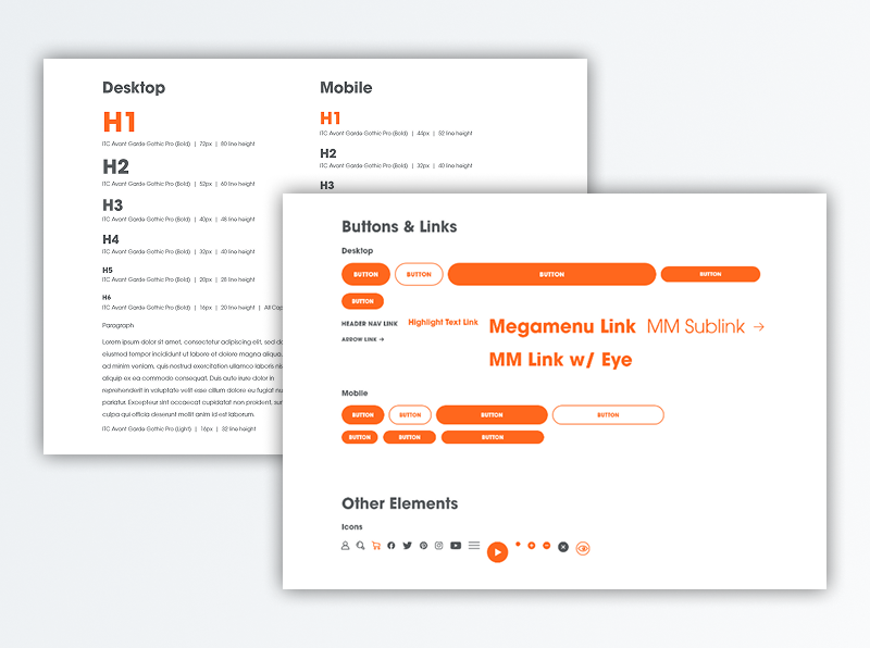 image of The Genius Brand typography scale and base components