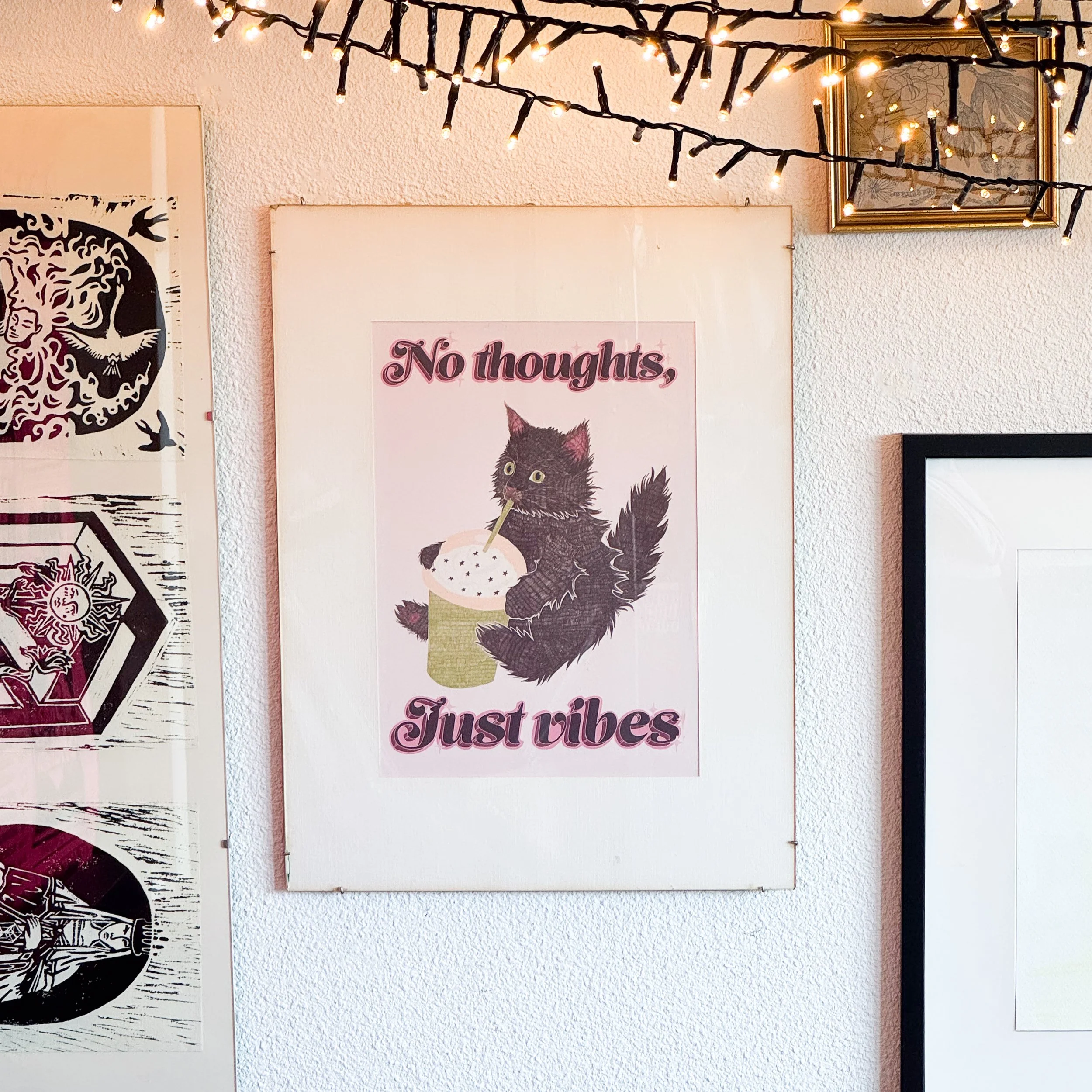 No Thoughts Just Vibes | Katten Print A4