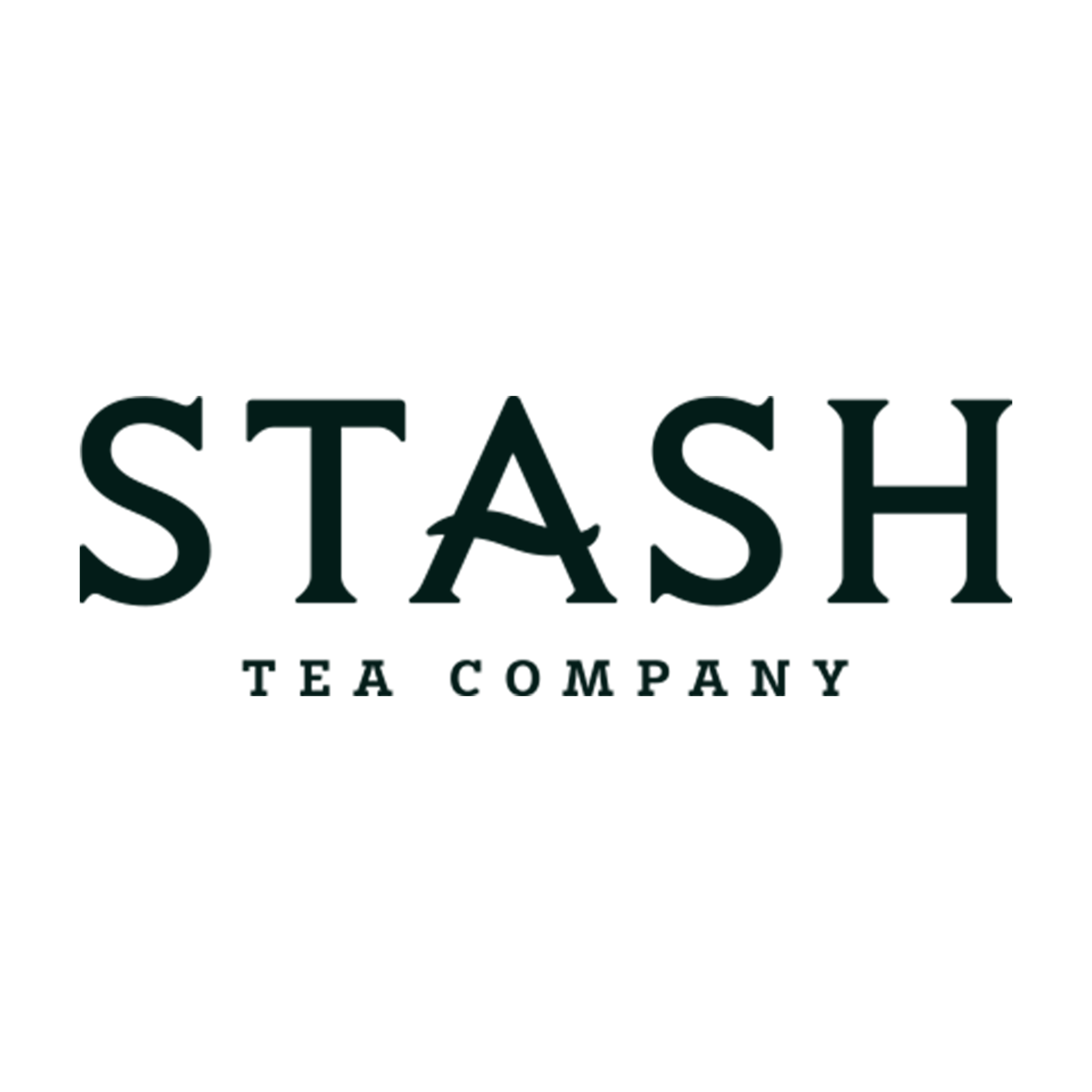 Logo of Stash Tea Company featuring a stylized leaf and the company name.