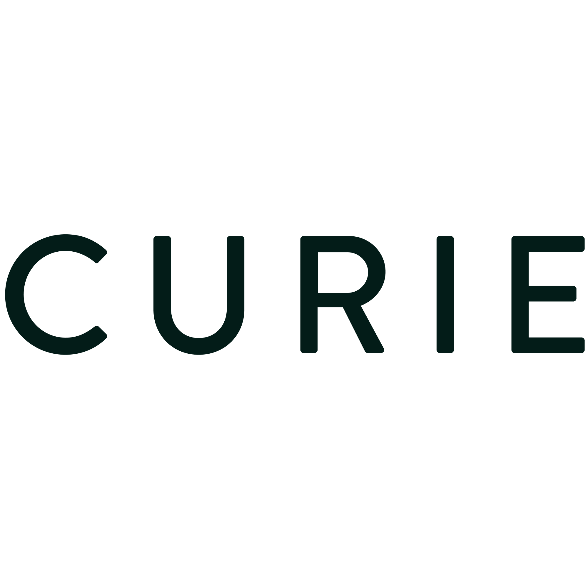 Black logo with the words "The Cure" in uppercase, modern font.